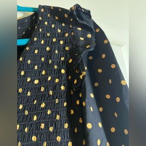 Madewell smocked bodice dress 3/4 ruffle sleeve M New with pockets